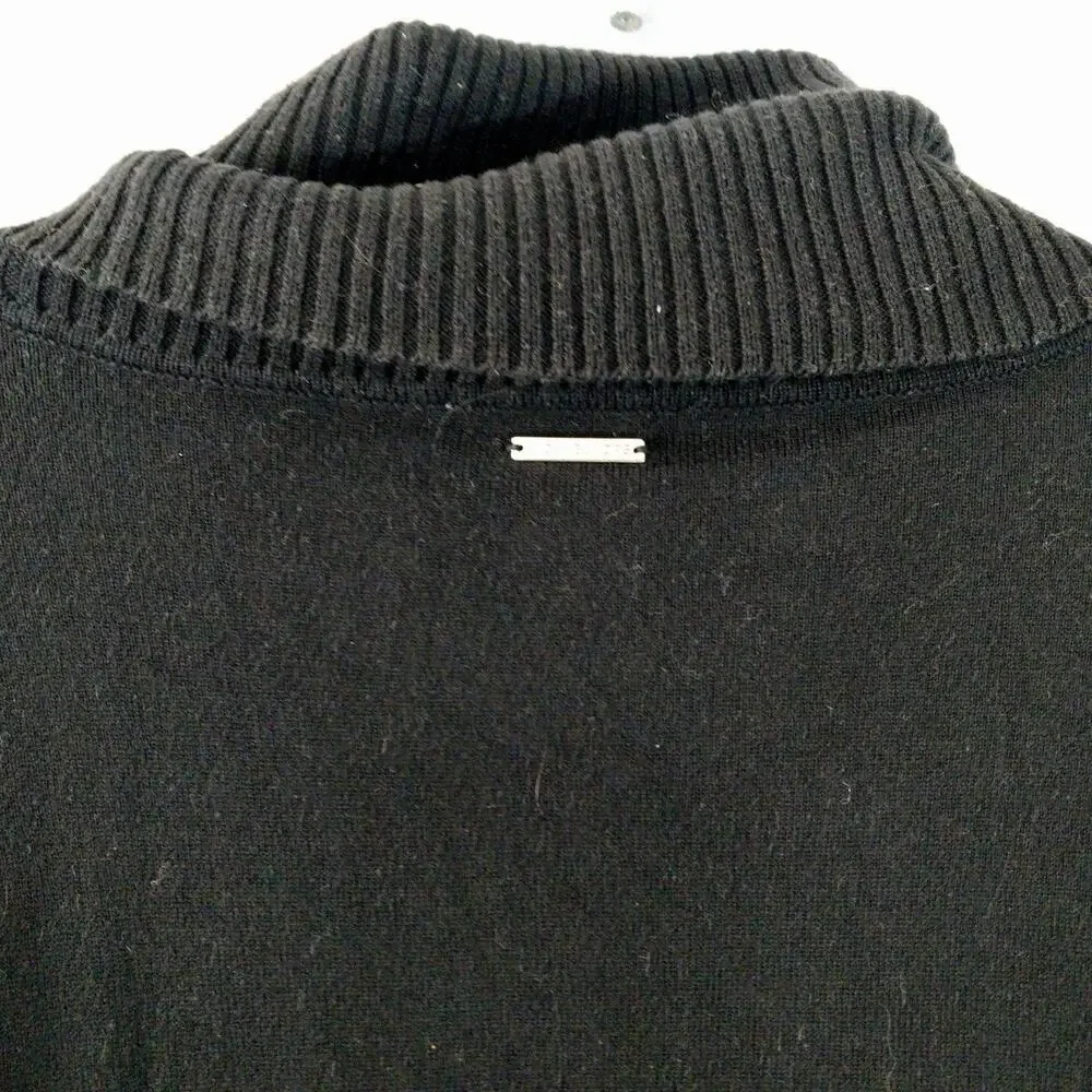 MICHAEL KORS! STRIKING BLACK KNIT, OVERSIZED, FRINGED COWL SWEATER! SZ 2X